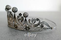 Old Diadem Tiara Crown Sterling Silver Filigree Berbere Tunisia Goldsmith