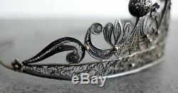 Old Diadem Tiara Crown Sterling Silver Filigree Berbere Tunisia Goldsmith