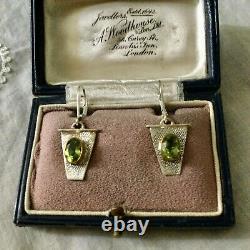 Old Earrings Vermeil Peridots Genuine Modernist Design