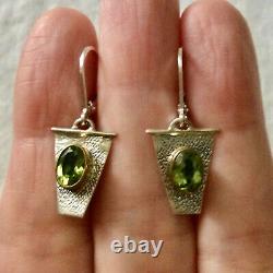 Old Earrings Vermeil Peridots Genuine Modernist Design