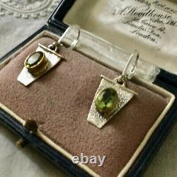 Old Earrings Vermeil Peridots Genuine Modernist Design