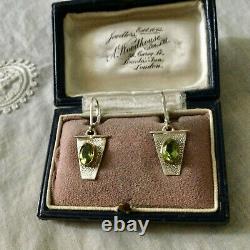 Old Earrings Vermeil Peridots Genuine Modernist Design