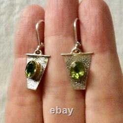 Old Earrings Vermeil Peridots Genuine Modernist Design