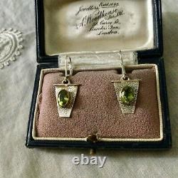 Old Earrings Vermeil Peridots Genuine Modernist Design