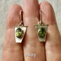 Old Earrings Vermeil Peridots Genuine Modernist Design