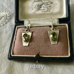 Old Earrings Vermeil Peridots Genuine Modernist Design