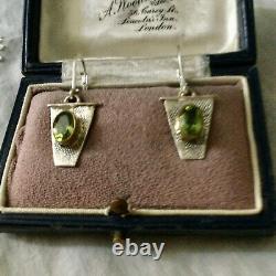 Old Earrings Vermeil Peridots Genuine Modernist Design