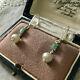 Old Emerald Silver Earrings And Natural Grey Pearl