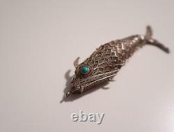 Old Filigree Fish Eye Turquoise Pendant