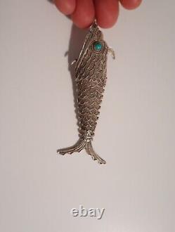 Old Filigree Fish Eye Turquoise Pendant