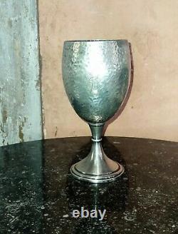 Old Glass Chalice Shape In Solid Silver Martelé 900°° Colombia Old H16cm