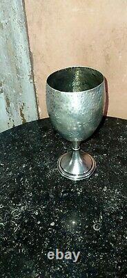 Old Glass Chalice Shape In Solid Silver Martelé 900°° Colombia Old H16cm