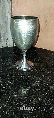 Old Glass Chalice Shape In Solid Silver Martelé 900°° Colombia Old H16cm