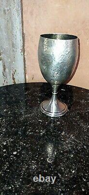 Old Glass Chalice Shape In Solid Silver Martelé 900°° Colombia Old H16cm