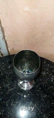 Old Glass Chalice Shape In Solid Silver Martelé 900°° Colombia Old H16cm