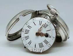 Old Gousset Rooster Watch 18th Silver Works Key Old Vintage Pocket Watch