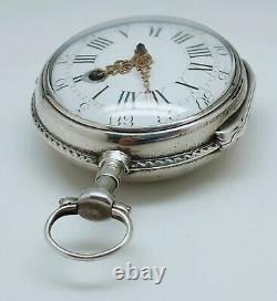 Old Gousset Rooster Watch 18th Silver Works Key Old Vintage Pocket Watch