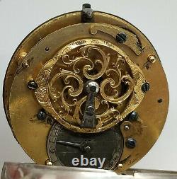 Old Gousset Rooster Watch 18th Silver Works Key Old Vintage Pocket Watch