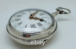 Old Gousset Rooster Watch 18th Silver Works Key Old Vintage Pocket Watch