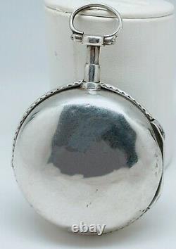 Old Gousset Rooster Watch 18th Silver Works Key Old Vintage Pocket Watch