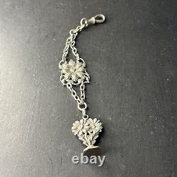 Old Grand Chatelaine Pocket Watch Chain in Solid Silver Seal