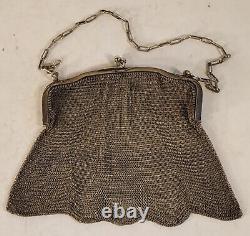 Old Handbag Silver Knitting Cot Aumonerie 19th Vintage