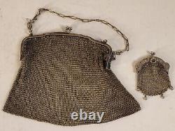 Old Handbag Silver Knitting Cot Aumonerie 19th Vintage