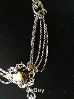 Old Hunting Necklace Sterling Silver With 2 Deer Teeth Trophy Treasure