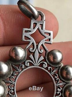 Old Jewelry Cross Pendant Basque Euskal Herria Lauburu In Sterling Silver