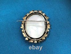 Old Large Reliquary Brooch Solid Silver Amethyst & Mother-of-pearl 19 Th Jewellery