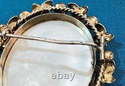 Old Large Reliquary Brooch Solid Silver Amethyst & Mother-of-pearl 19 Th Jewellery