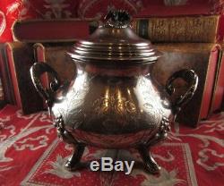 Old Large Sterling Silver Sugar Bowl Minerve Nineteenth St LXV Monogram Bl Lb