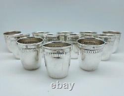 Old Lot 12 Liquor Glasses Silver Coats Massive Old Silver Cup Minerva