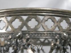 Old Mustard Tripod Support, Solid Silver, Putti Head, Floral Garland