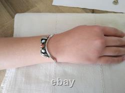 Old Navajo Native American bracelet, solid sterling silver, coral, mother-of-pearl Old Navajo Native American bracelet, solid sterling silver, coral, mother-of-pearl