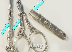 Old Necessary Seam Box Argent Scissors Embroiderer With Art Nouveau Seams