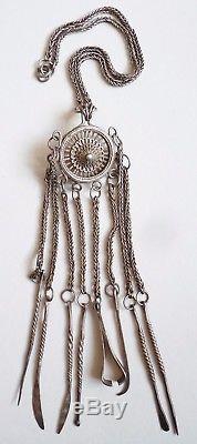 Old Necessary Smoker Or Manicure Silver China Chatelaine Silver