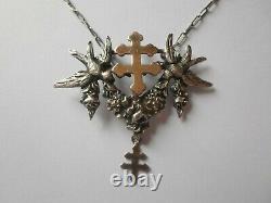 Old Necklace In Solid Silver, Art Nouveau, Cross Of Lorraine