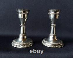 Old Pair Candlestick Zadok Israel Sterling Judaica Candle Sticks Watermark