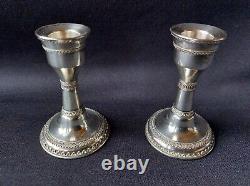 Old Pair Candlestick Zadok Israel Sterling Judaica Candle Sticks Watermark