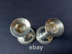 Old Pair Candlestick Zadok Israel Sterling Judaica Candle Sticks Watermark