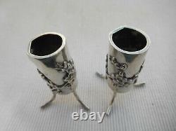 Old Pair Silver Vase Massive Foreign Japan Poincons Asia19 Eme Bt3 Lot