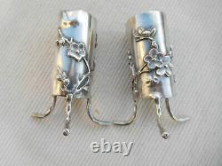 Old Pair Silver Vase Massive Foreign Japan Poincons Asia19 Eme Bt3 Lot