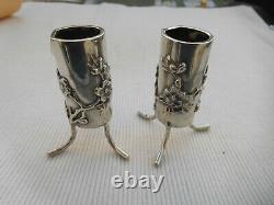 Old Pair Silver Vase Massive Foreign Japan Poincons Asia19 Eme Bt3 Lot