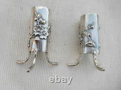 Old Pair Silver Vase Massive Foreign Japan Poincons Asia19 Eme Bt3 Lot