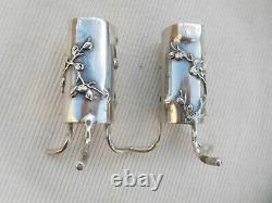 Old Pair Silver Vase Massive Foreign Japan Poincons Asia19 Eme Bt3 Lot