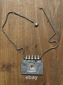 Old Pendant North India Indian Ethnic Jewelry Solid Silver Necklace