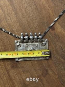 Old Pendant North India Indian Ethnic Jewelry Solid Silver Necklace