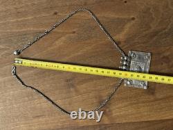 Old Pendant North India Indian Ethnic Jewelry Solid Silver Necklace