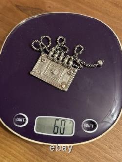 Old Pendant North India Indian Ethnic Jewelry Solid Silver Necklace
